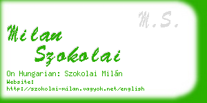 milan szokolai business card